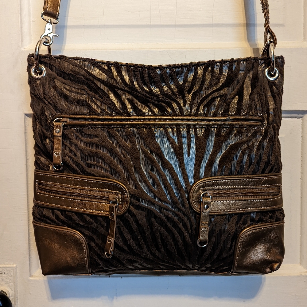 Metallic Zebra Purse